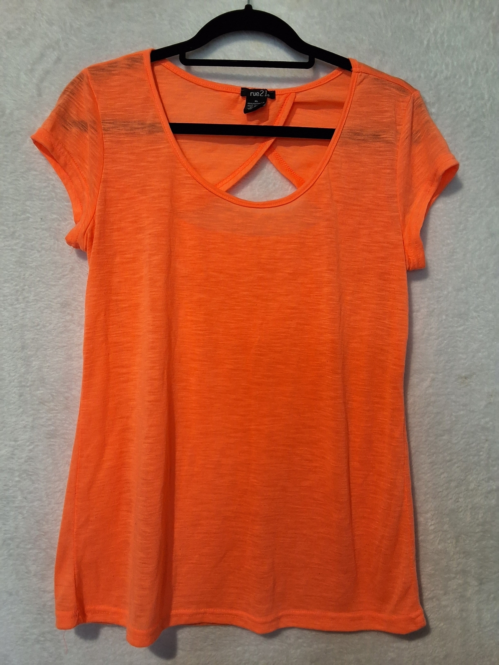 Rue21 Neon Orange Short Sleeve Tee with Crisscross Back